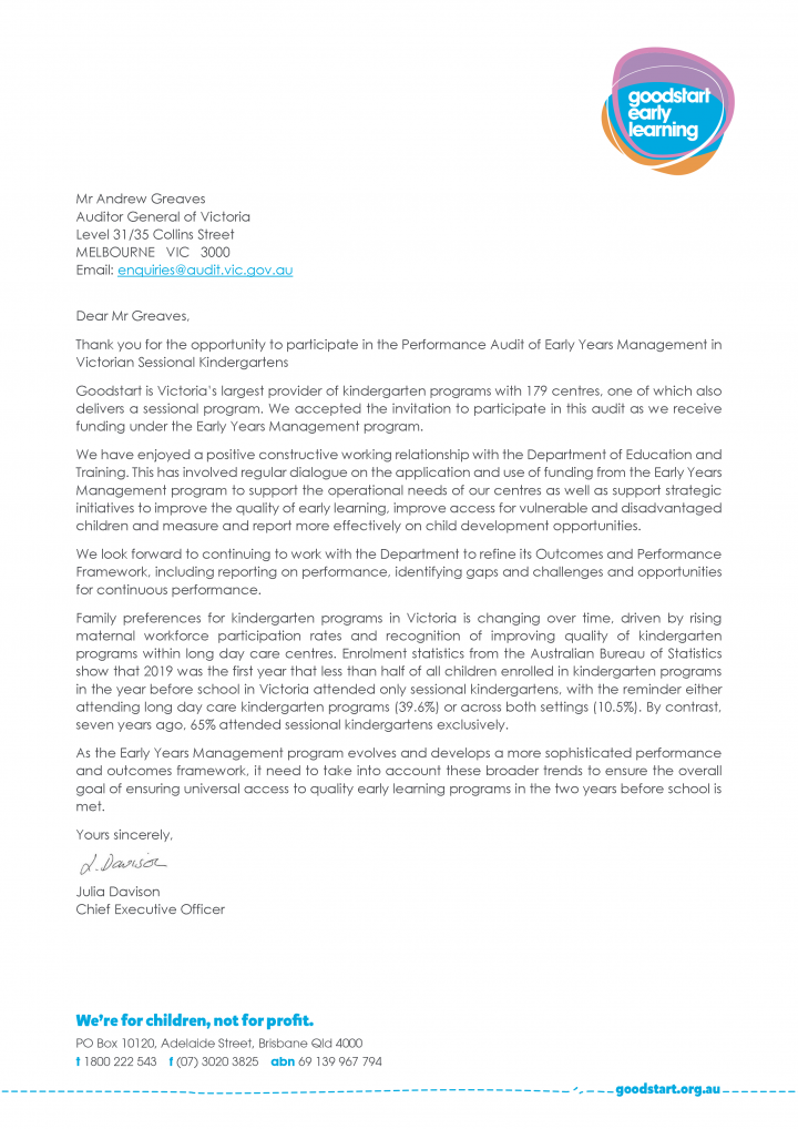 Early Years Management in Victorian Sessional Kindergartens Victorian